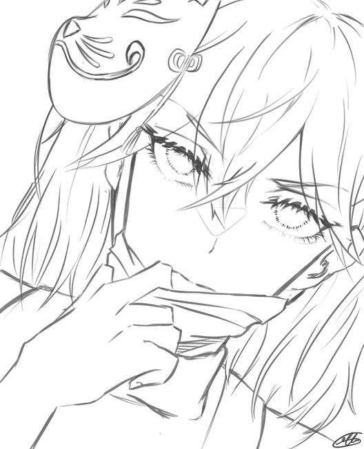 shelly_san lineart sketch gb